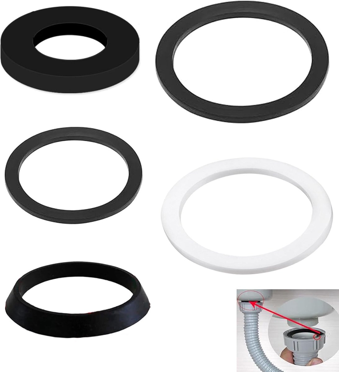 Sealing Ring Basin Drain Set, 1 1/2 inch Siphon Washer for 40mm Siphon Kitchen Sink Drain Pipe, Contains 2x Washer - ShopVlot