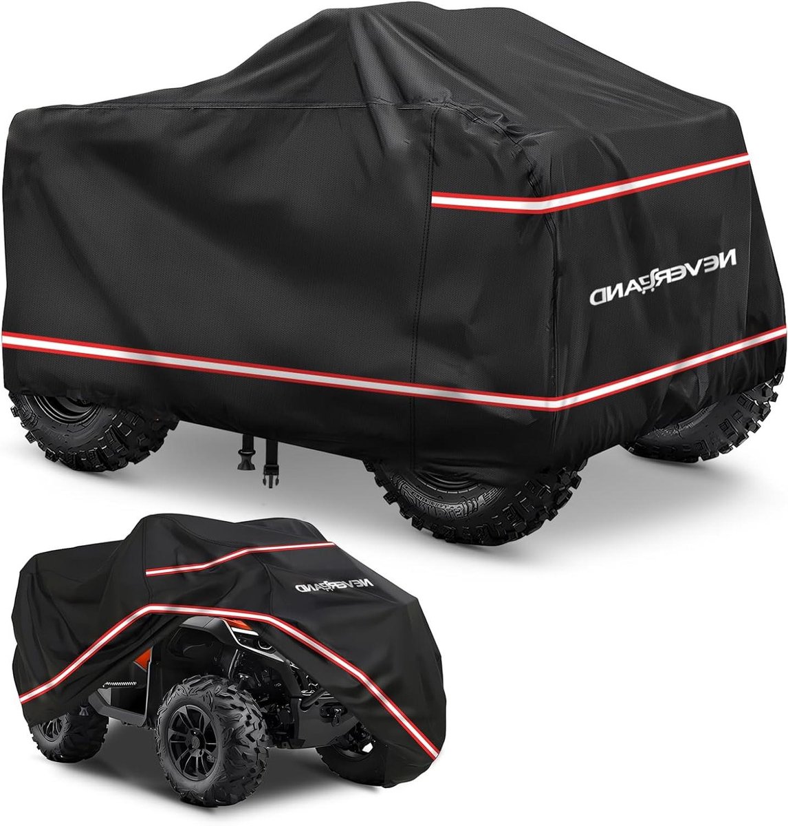 Quad Afdekzeil - Voertuig Cover - Bescherming Buiten - Fosforescerende Strepen - 210 x 120 x 115 cm - Rood-Zwart
