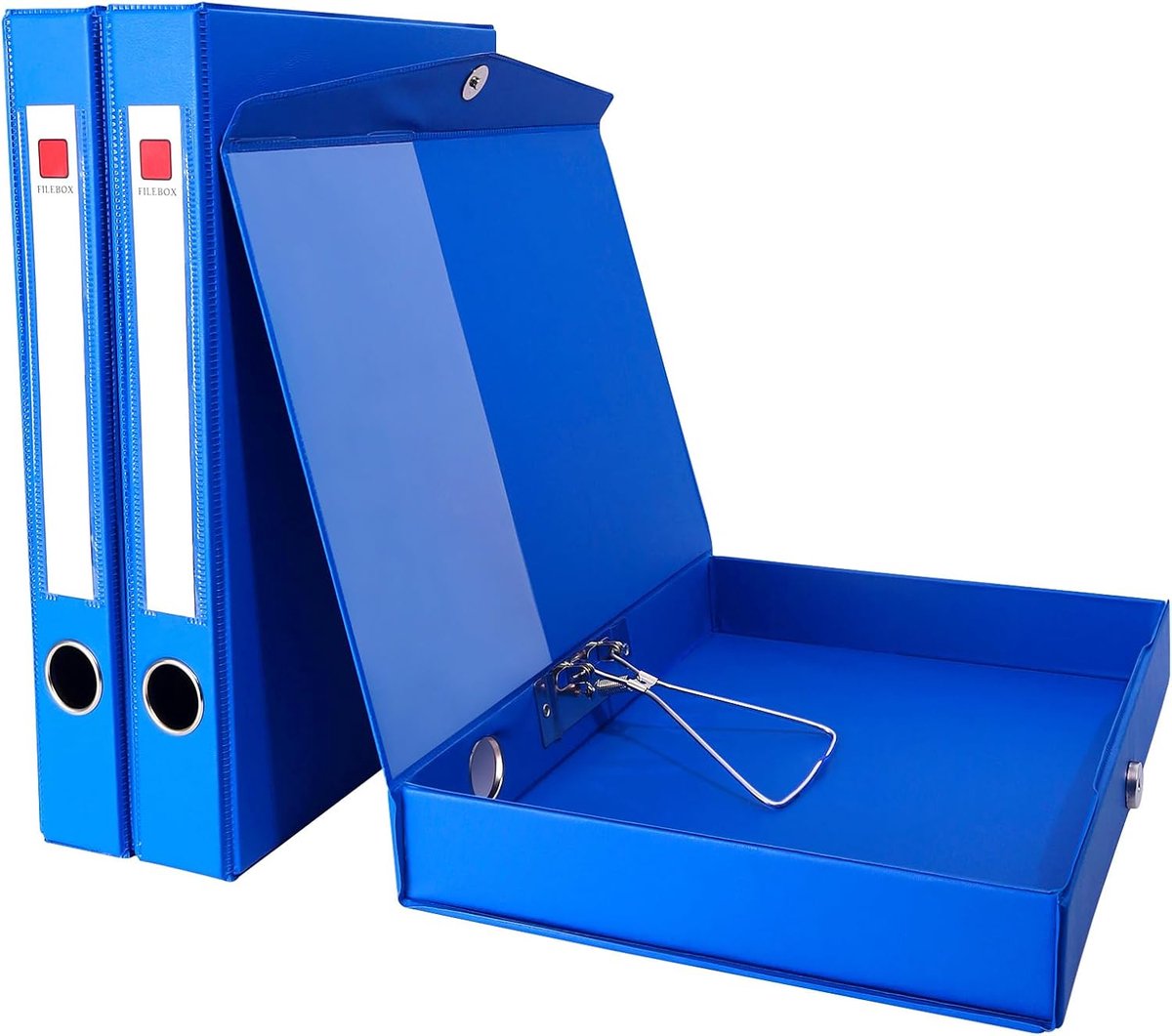 A4 mappen 3-pack - 45mm rug - blauwe map met magnetische sluiting - ideaal voor kantoor en school - SnelShoppen