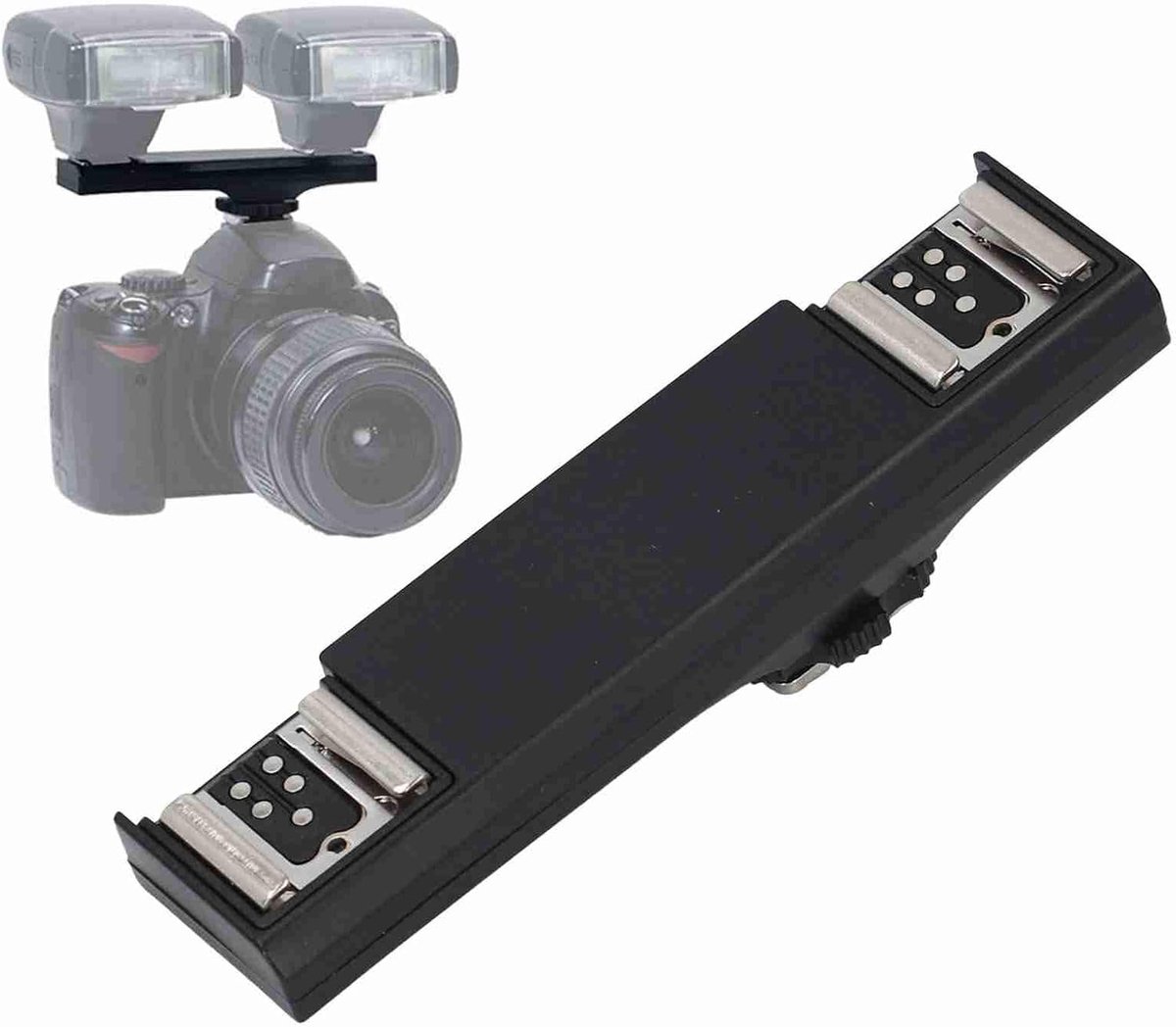SnelShoppen - Ultralight Dual Flash Shoe Splitter met I-TTL Ondersteuning voor Camera's - Verhoog Levensduur Flash Shoe, Activeer Speedlites - Lichtge