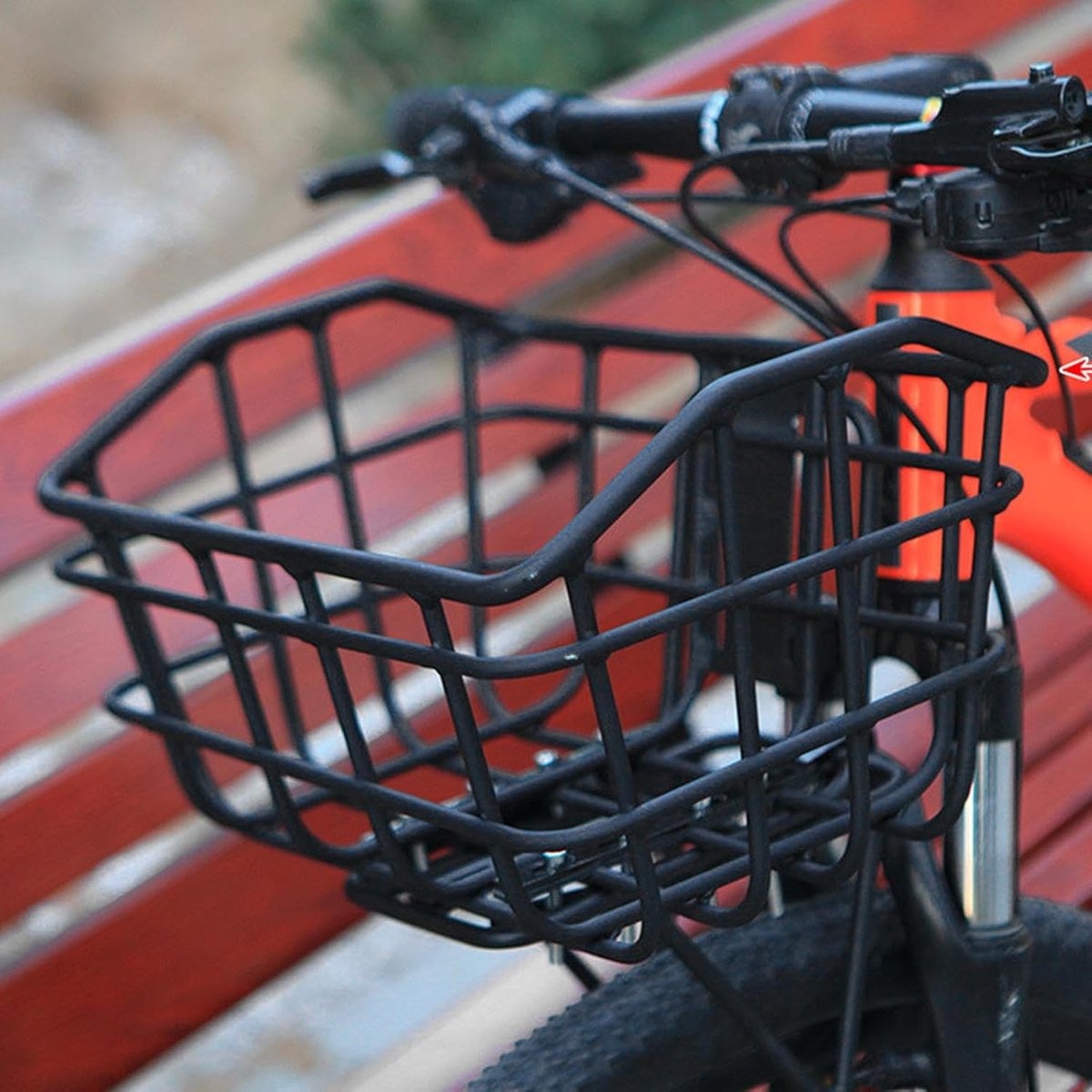 Metalen Fietsmand - Voorrek Mand - Boodschappen Vervoeren - Versterkte Basis - 35 x 25 x 20.5 cm - Zwart