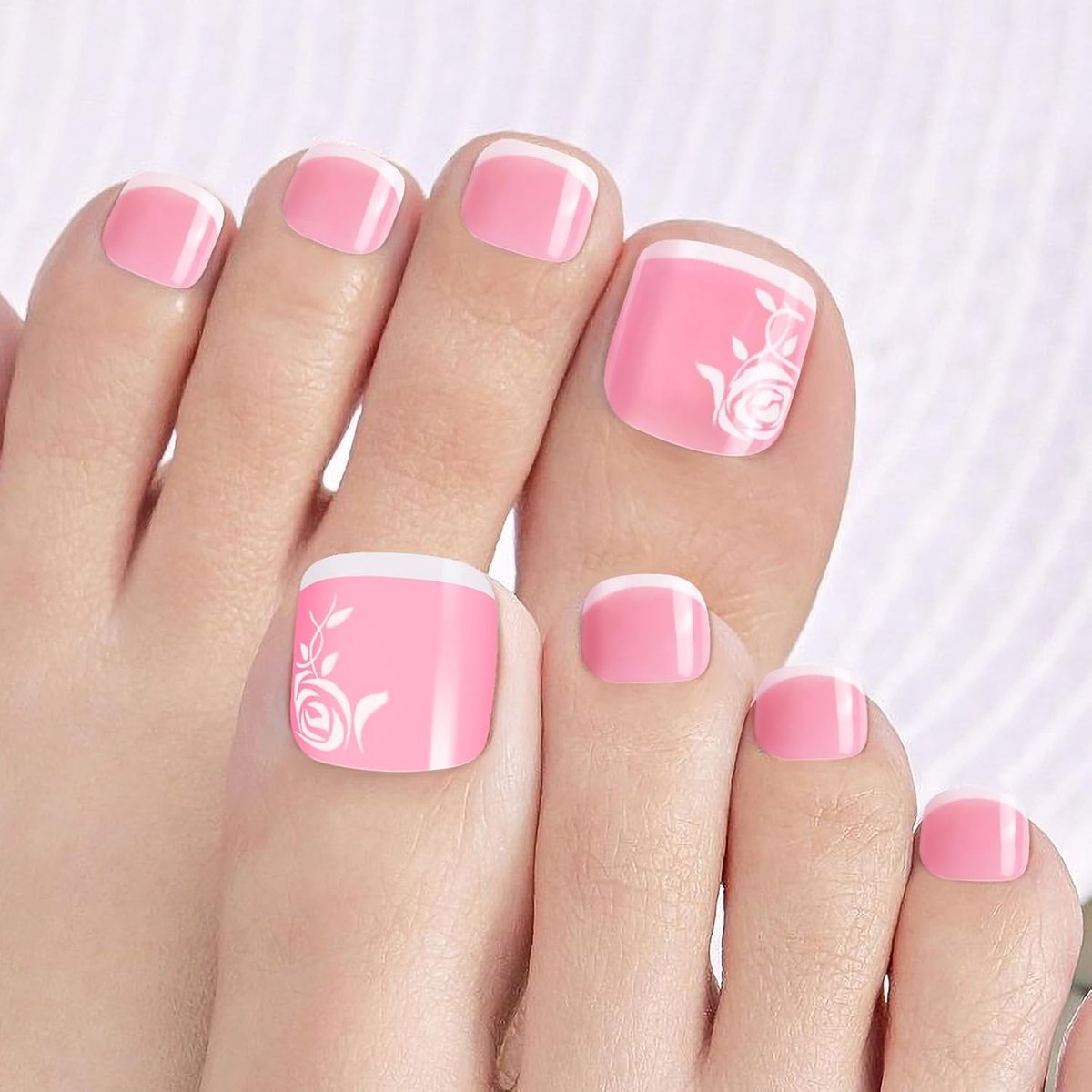 SnelShoppen - 48 Stuks Rozen Nagels voor Plakken, 12 Maten Kunstnagels Tips, Volledige Dekking Acryl Teennagel Tips Nepnagels voor Vrouwen Meisjes Nag