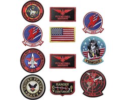 SnelShoppen - Pack van 11 Top Gun Patches Strijkapplicaties US Maverick Vlag Geborduurde Luchtmacht Marine Leger Tactische Militaire Logo Decoratieve