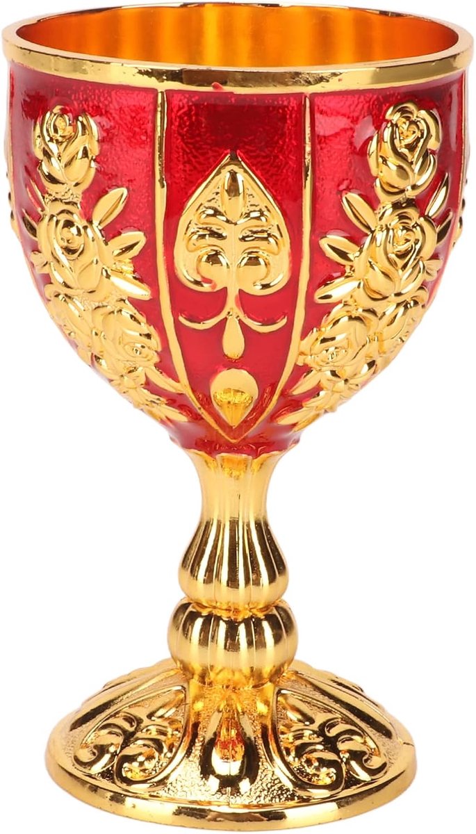 Gouden Chalice 10 cm - Gegraveerd Bloemmotief - Vintage Stijl - Perfect voor Feesten - ShopVlot