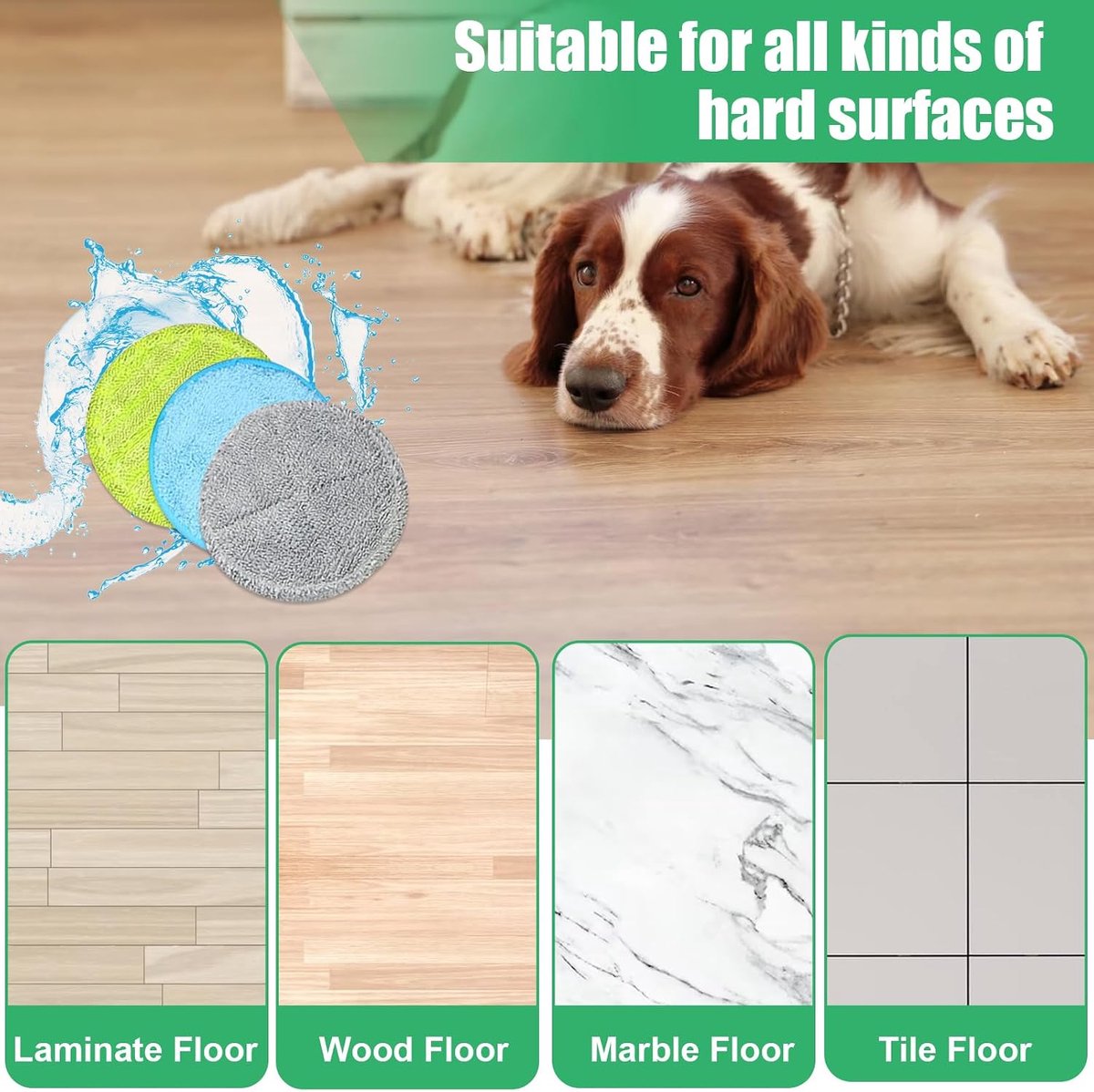 SnelShoppen - Microfiber Vloermop Pads 12 Stuks, 16 Cm Vervangingspads, Universele Dweil Pads, Ideaal voor Stofzuigen en Schoonmaken, Kleur: Blauw, Gr
