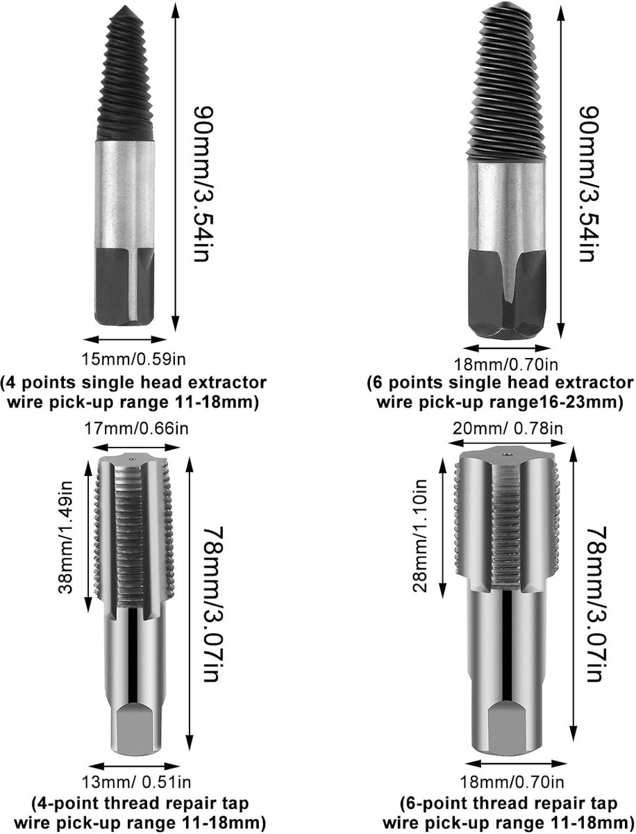 Schroefdraaiplateau 4-delig - 1/2 inch en 3/4 inch - Professioneel voor onderhoud - Voor het verwijderen van kleppen - ShopVlot