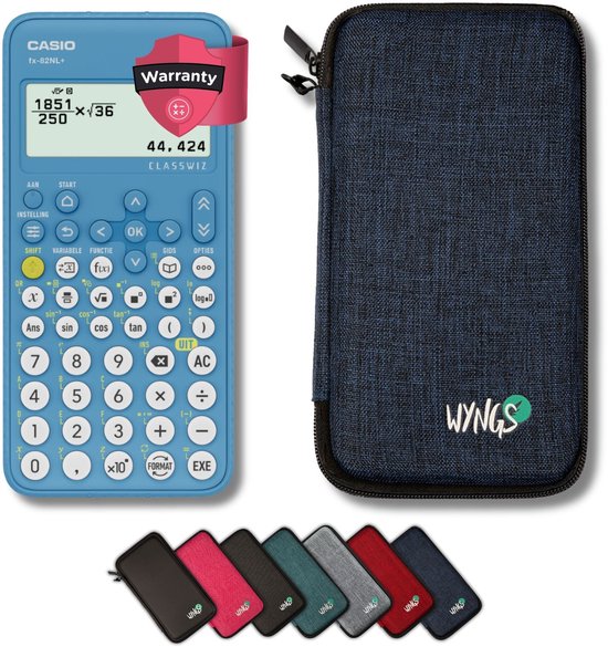 Casio fx-82NL+ incl. WYNGS Beschermhoes Blauw - Wetenschappelijke Rekenmachine - Basis Pakket