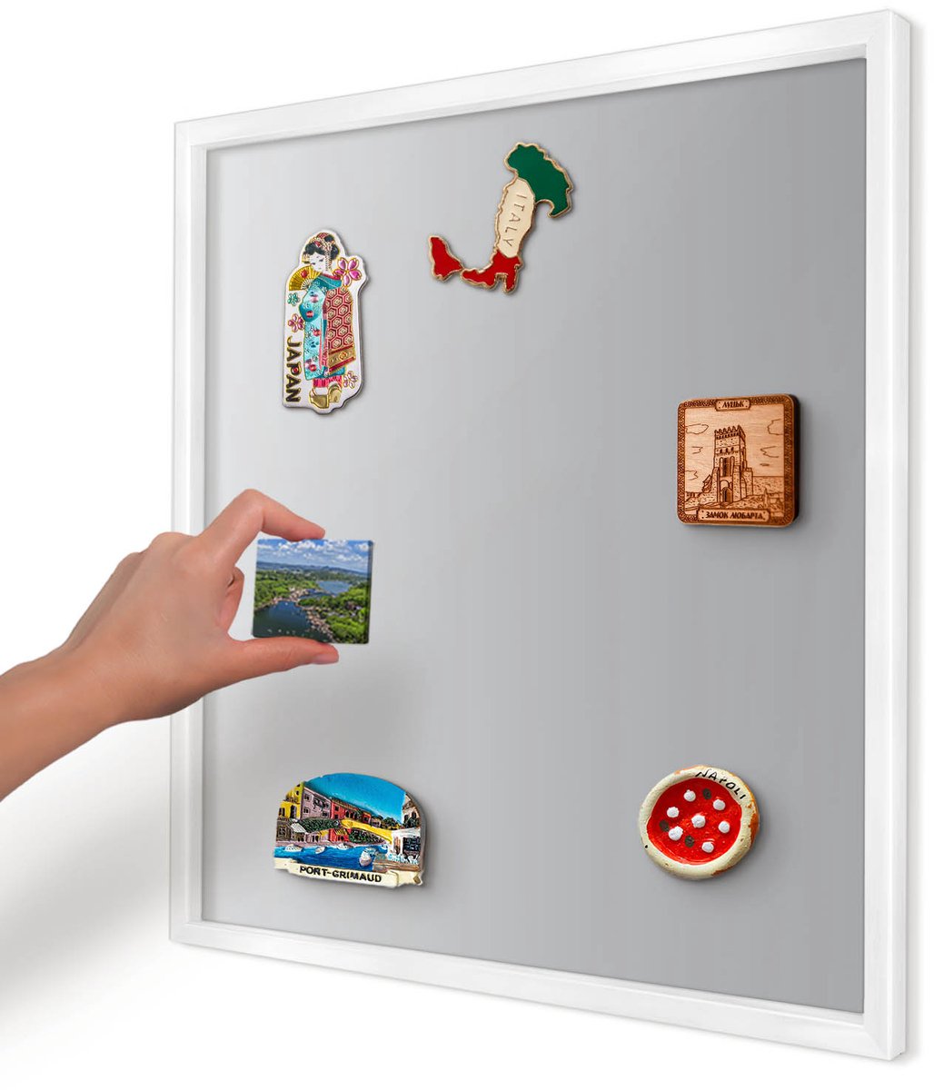 Artprintcave Grijs Magneetbord mit Witte Lijst - 50x50 cm - Grijze Gradiënt Magneetbord Voor Foto's - Minimalist Magnetische Organizer - Achtergronden En Patronen