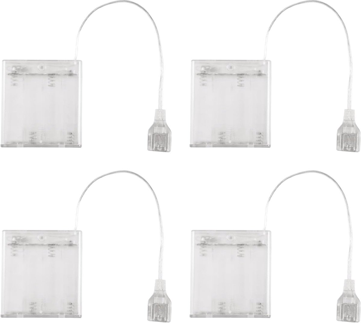 4 x 1.5 V AA battery holders with USB port and cover, 6 V plastic battery case housing with on/off switch, transparent - ShopVlot