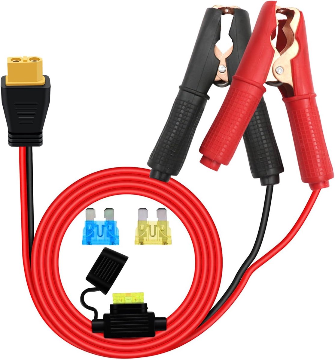 SnelShoppen - XT60 Kabel Vrouwelijk naar Krokodillenbekken 12V 24V 14AWG XT60 Connector met Krokodillenclip voor Auto Accu met 20A Zekering voor Draag