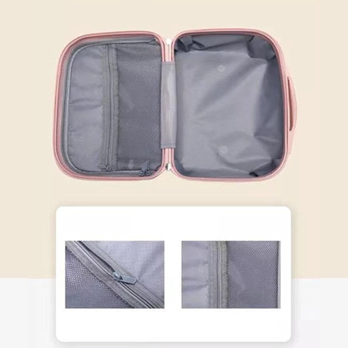SnelShoppen - Makeup Handbagage Hard Shell Cosmetica Tas Draagbaar met Handvat Grote Capaciteit Lichtgewicht Reis Makeup Koffer met Elastische Band vo