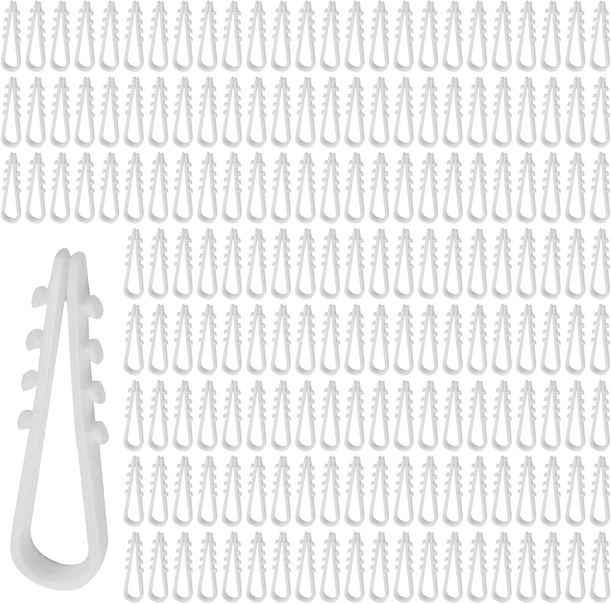 SnelShoppen - Pack van 200 U-vormige Kabelhouders 5-10 mm | Universele Witte Nylon Plug Klemmen, Flush-Montage voor Kabels en Buizen, Duurzaam en Temp