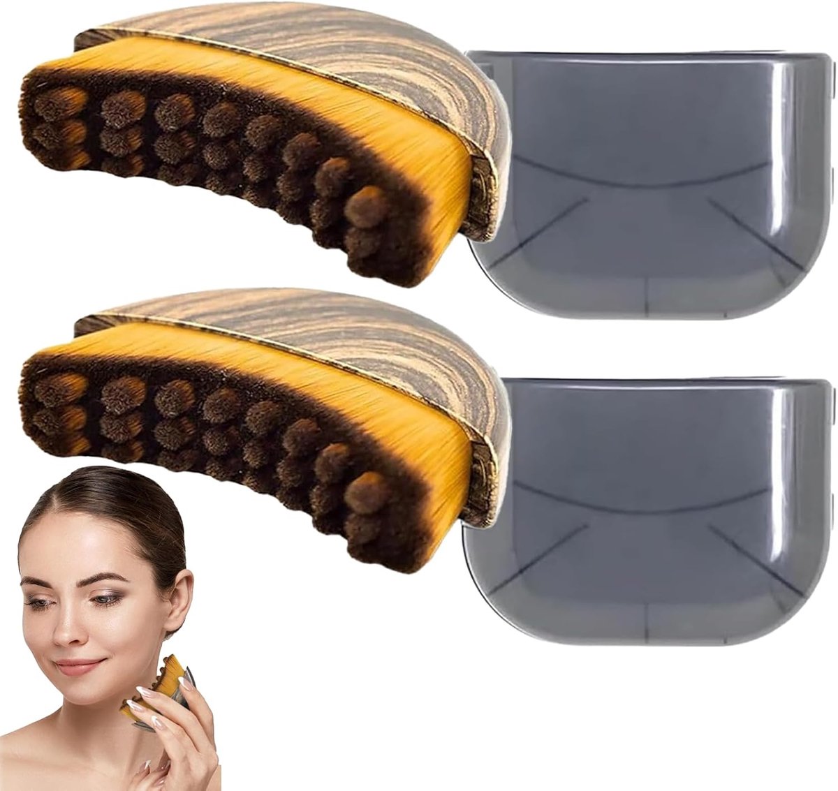 SnelShoppen - 2 stuks Lymfeborstels Gezichtsmassageapparaat - Draagbare Gezichtslymfborstel voor Kaakcontouren, Vermoeidheidsverlichting, Droogborstel