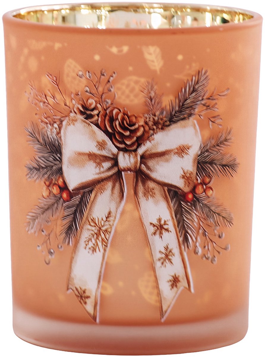Clayre & Eef Waxinelichthouder Ø 10x13 cm Bruin Glas