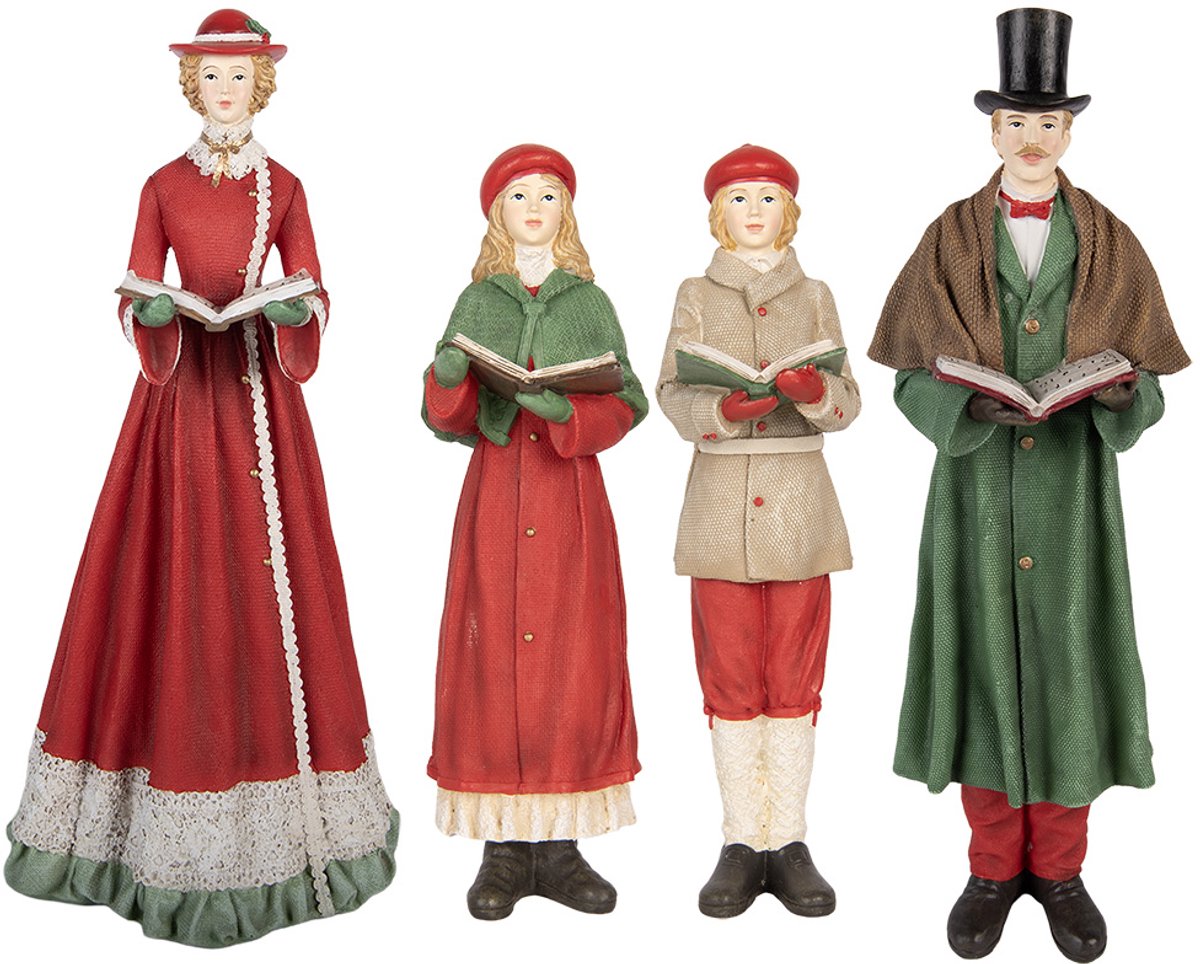 Clayre & Eef Kerstdecoratie Beeld Kerstgroep 13x12x40 cm Rood Kunststof