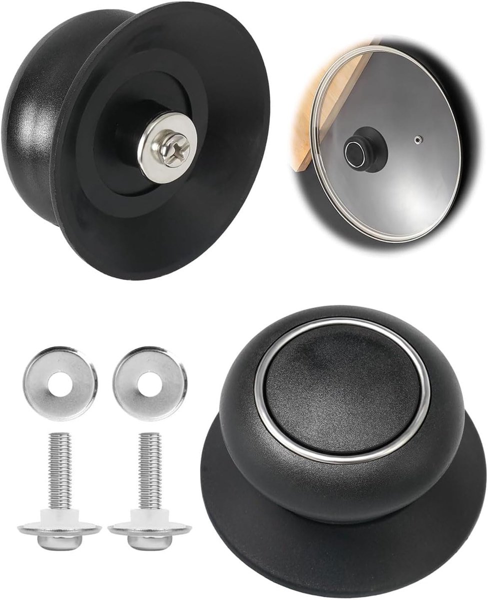SnelShoppen - Hittebestendige Bakelit Dekelgriff voor Pannendekel - Topdeksel Knop met Schroeven - Geschikt voor Glazen Deksel - Keuken Accessoire - 1