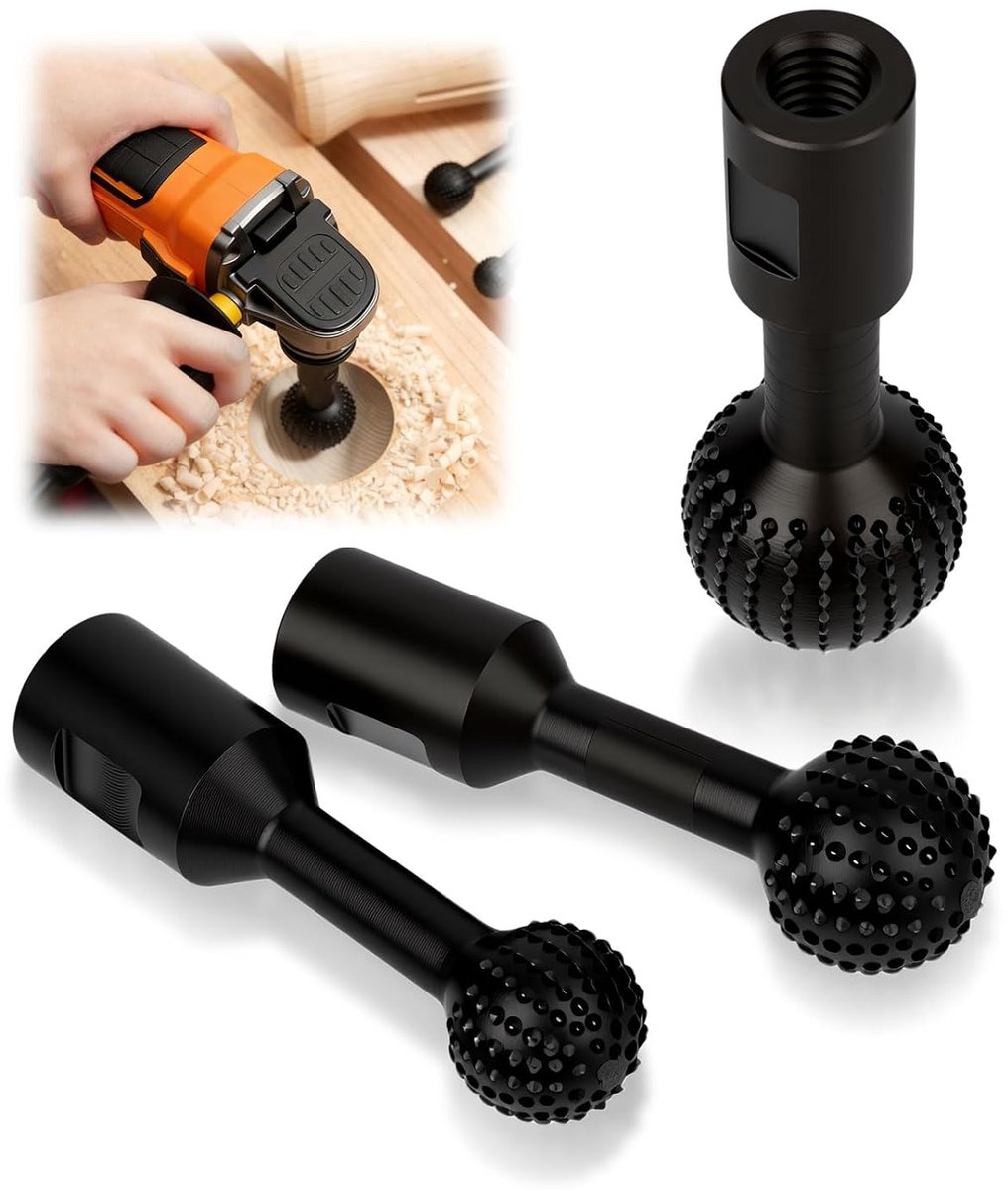 Qivine Wood Milling Cutter, Rotating Ball Tip, Diameter 25 mm + 30 mm + 40 mm, 3-Piece Carbon Tool Set for Work - ShopVlot