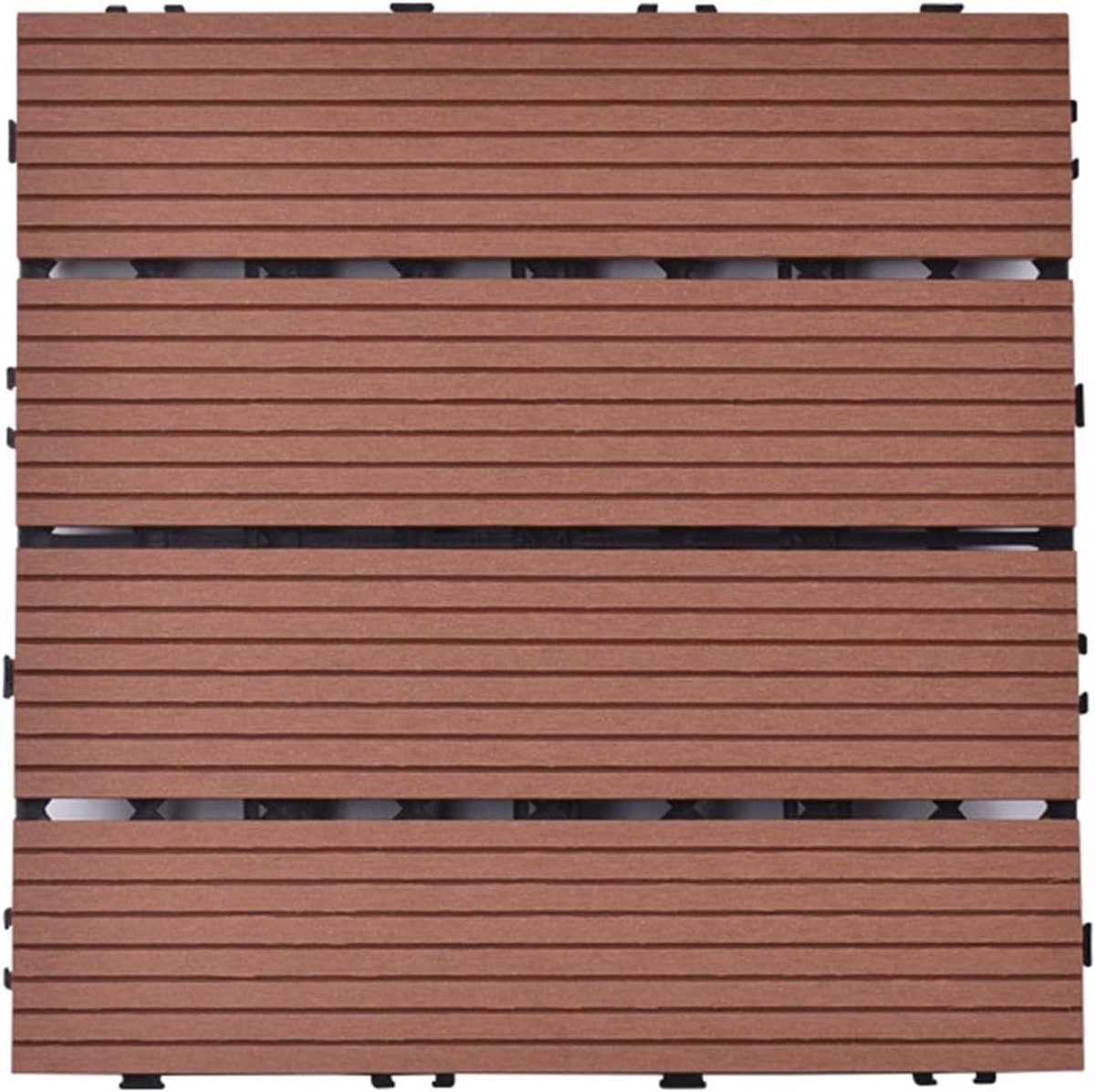 Terrastegels Hout-Kunststof - Verbindingstegels Vloer - Buiten Decoratie - Waterdicht Snelmontage - 10 stuks - Koffie