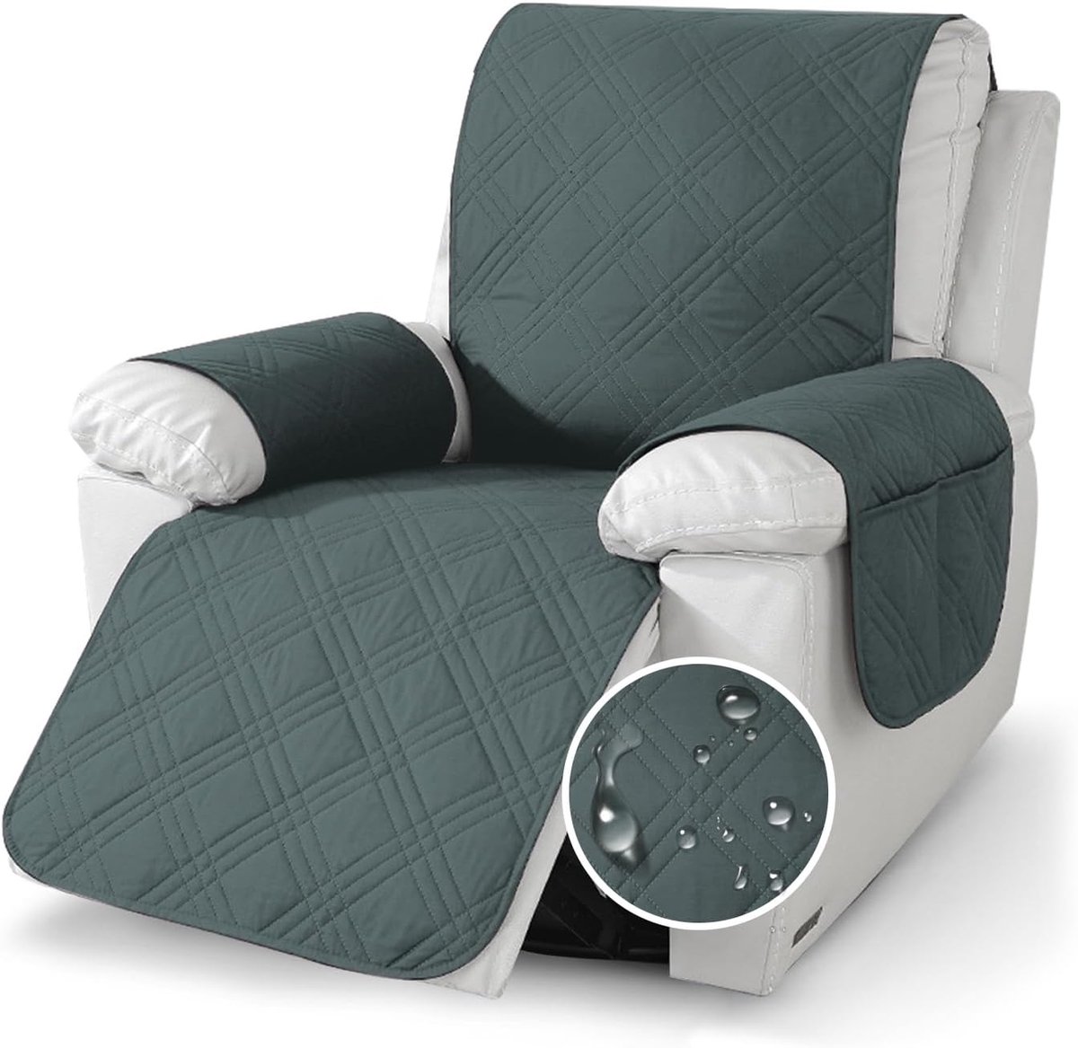Relaxstoelhoes 100% Waterproof - Donkergrijs - Anti-slip met 4 vakken - Beschermt je fauteuil - ShopVlot