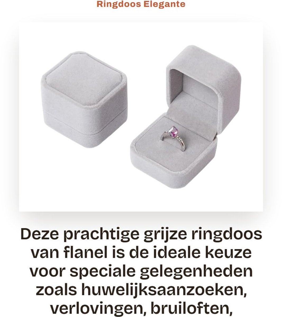 Dailygoods- Sieradenbox Elegant - Ringdoosje Huwelijk - Cadeaudoos - Verlovingsring - Robuust - Luxe Pluche - Ringdoos