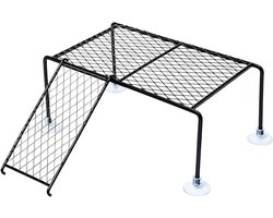 Schildpad Zonneplatform - Rustplek Dieren - Natuurlijke Beweging - Veilige Toegangsweg - 16x28x16 cm - Zwart