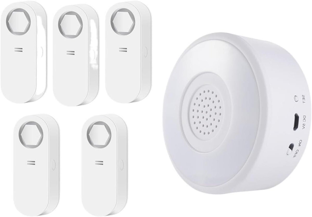 Waterlek Detector - Lekkage Sensor - Huis Beveiligen - 120dB Sirene - Hub 5 Sensoren - Wit