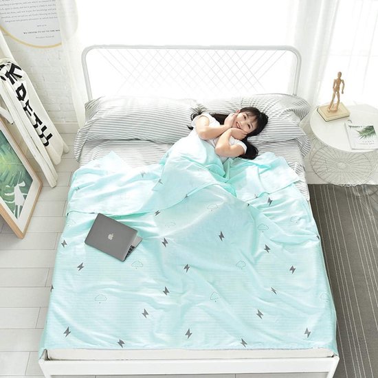 Slaapzak Liner - Reis Laken - Schoon Slapen - Katoen Comfort - 200x230cm - Hemelsblauw — afbeelding 3
