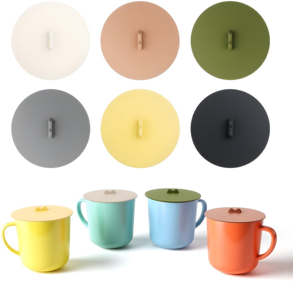 Dailygoods- Silicone Deksels 6 Stuks - Herbruikbare Deksel - Universele Lids - Luchtdicht - Stofdicht - Lekvrij - Bekerdeksel
