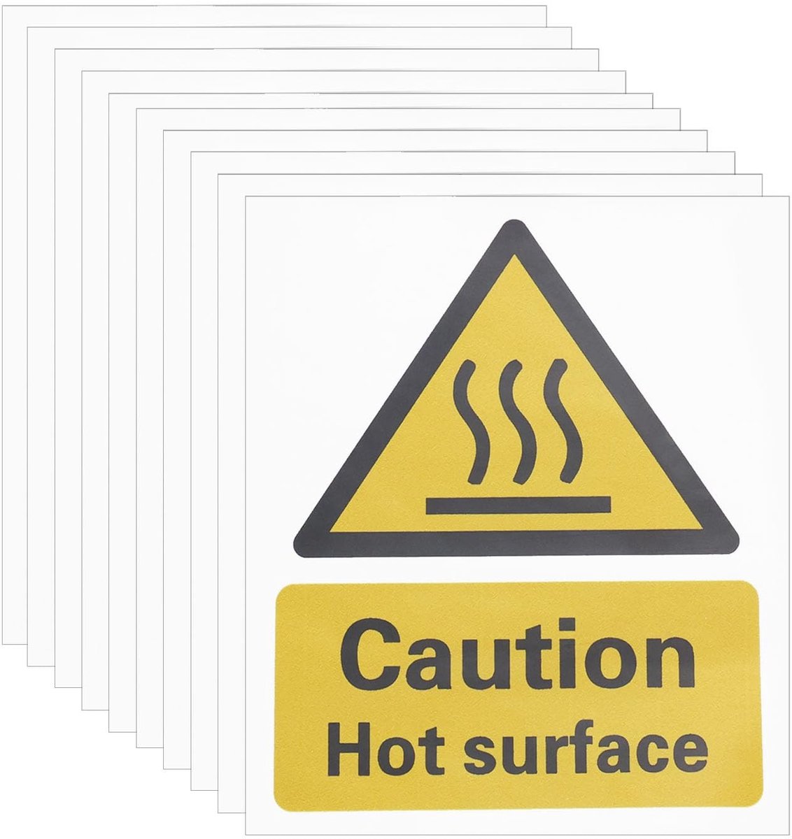 Dailygoods- Waarschuwingsstickers 10 Stuks - Heet Oppervlak Sticker - Zelfklevende Sticker - Duurzaam Vinyl - 11cm x 9cm - Eenvoudig te Installeren - Waarschuwingslabels
