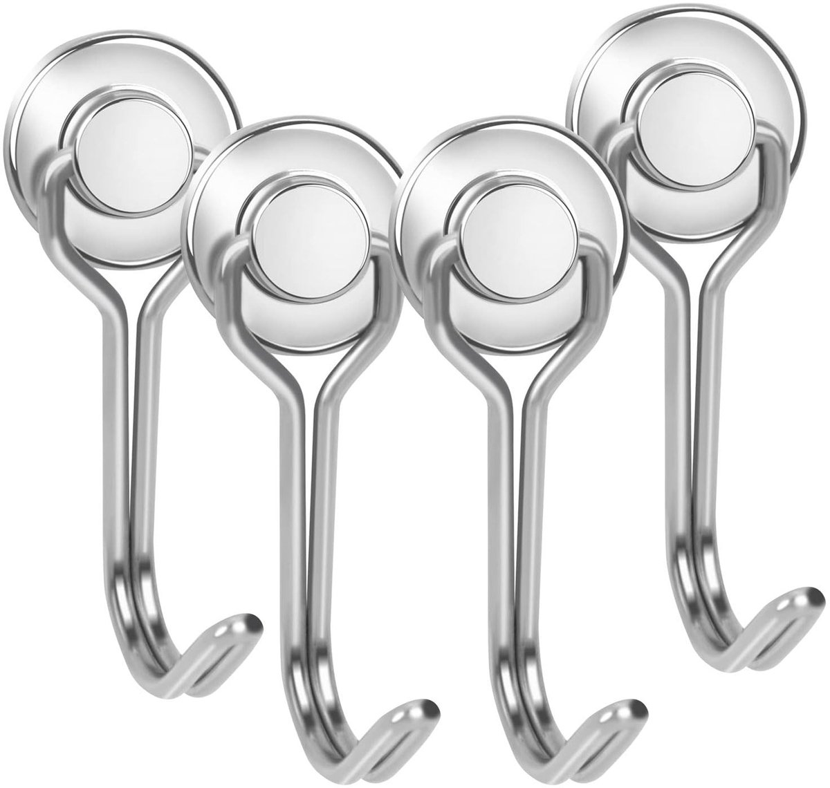 Dailygoods - Magnetische Haken - 4 Stuks - Rotatable en Swivel Design - Zilver - Magnetische Haak voor Keuken - Geschikt voor Diverse Toepassingen
