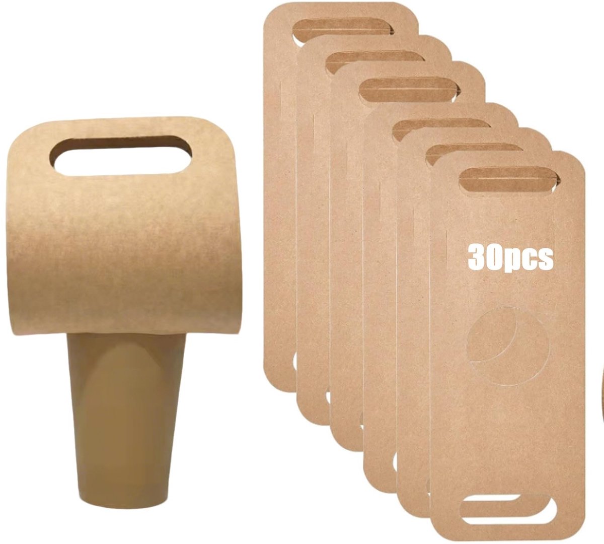 Dailygoods- Bekerhouder 30 Stuks - Kartonnen Bekerhouder - Geschikt voor Warme/Koude Dranken - Handvat - Afmetingen 39 x 13 cm - Voor Takeaway en Evenementen - Drankhouder