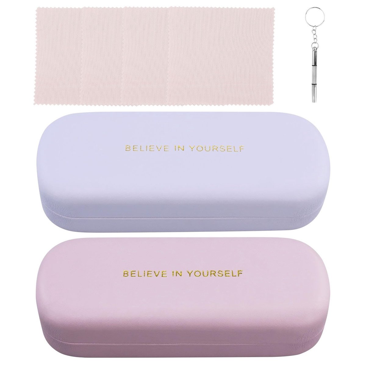 Dailygoods - 2 Stuks Harde Brillenkoker - Krasbestendige Brillenopslag met Poetsdoeken