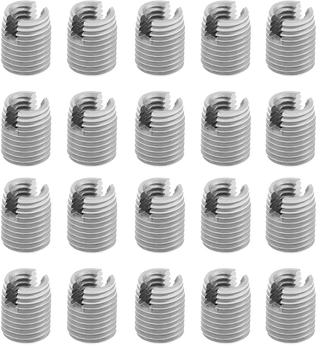 Dailygoods- Schroefdraadinzetstukken 20 Stuks - Zelftappende Spiraalvormige Reparatieset - M4 Binnendraad - M6,5 Buitendraad - Voor Aluminium/Kunststof/Hout - Eenvoudige Installatie - Schroefdraadreparatie