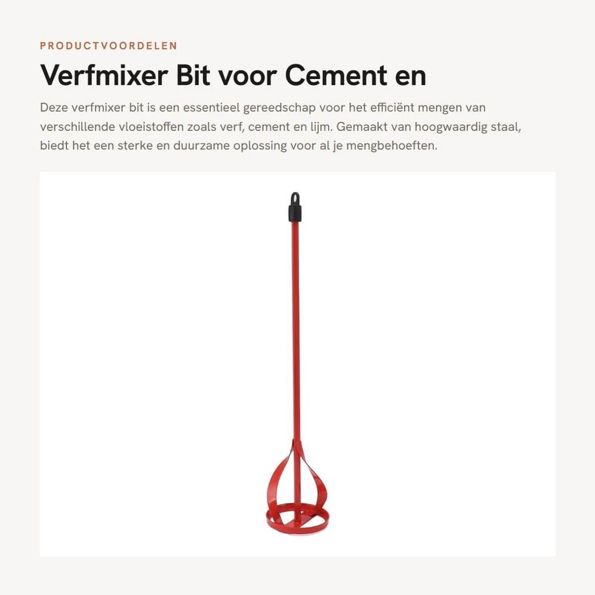 Dailygoods - Verfmixer Bit voor Cement en Vloeistoffen, Stalen Zeskantstaaf