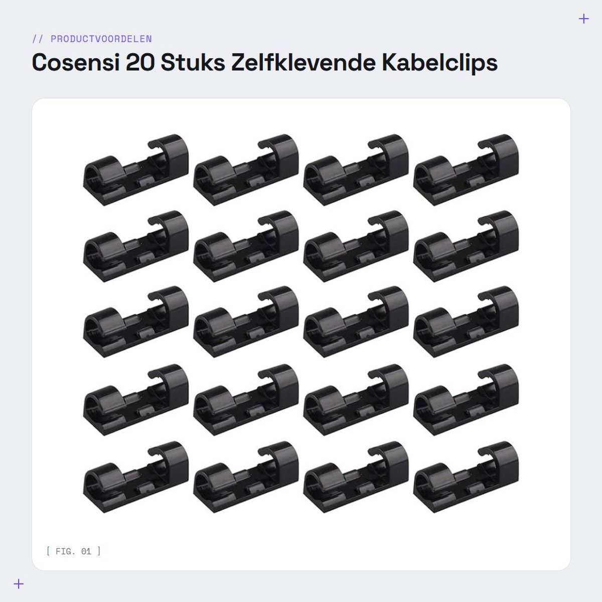 Dailygoods- Kabelclips 20 Stuks - Sterke Zelfklevende Klemmen - Duurzaam Kunststof - Kabelbeheer - Ruimtebesparend - Voor Draden tot 7mm - Kabelhouder
