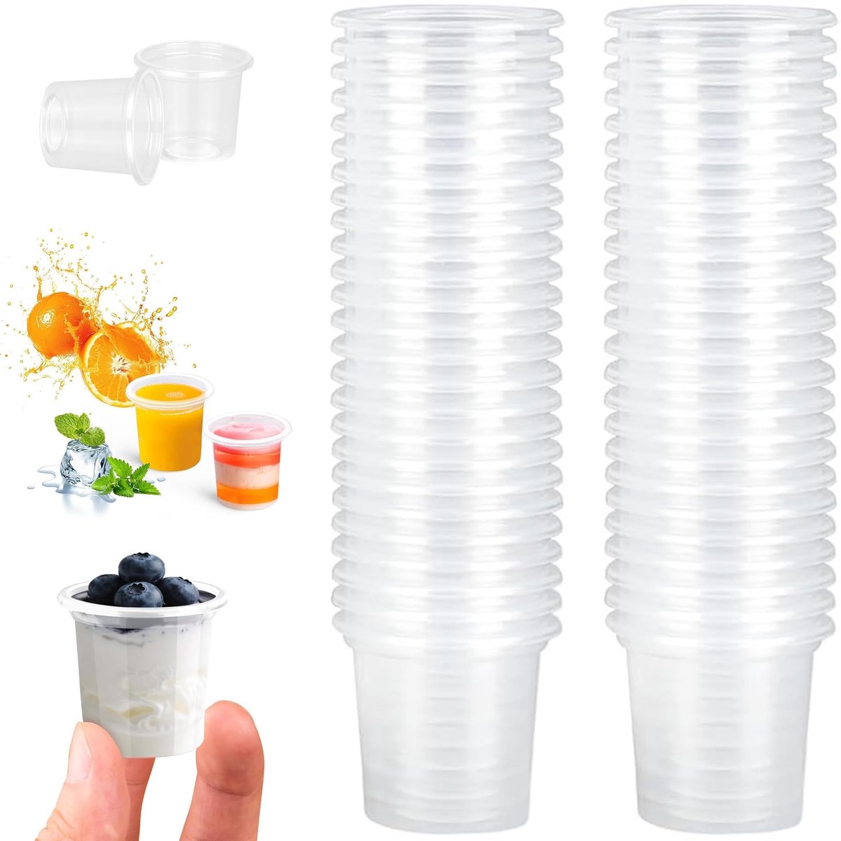 Dailygoods - Herbruikbare Plastic Shotglaasjes - 100 Stuks van 2cl voor Feesten