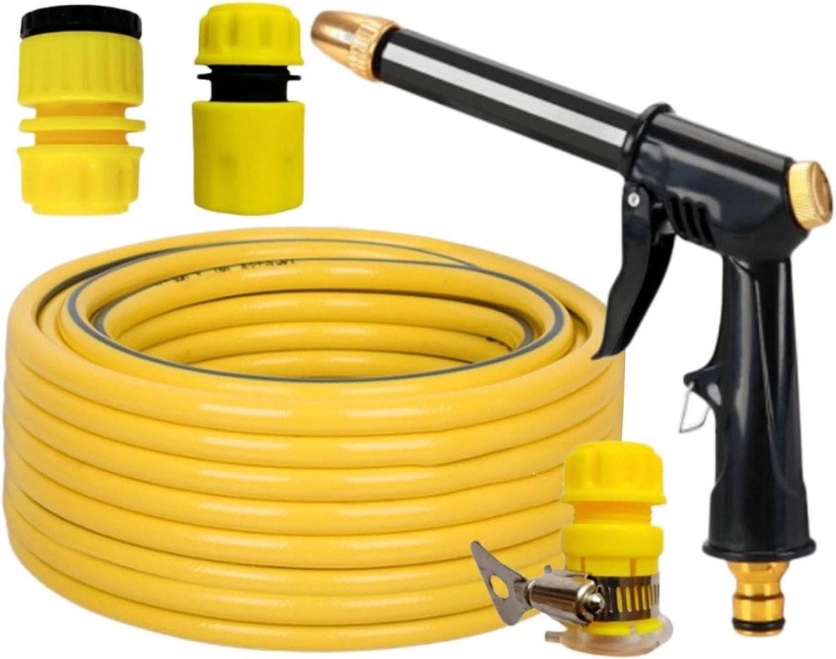 Hogedrukreiniger - Draagbare reiniger - Auto en tuin - Instelbare sproeiers - 10 meter slang - Zwart