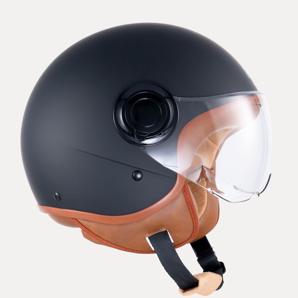 MOTOBLOUZ SKYLAR Scooterhelm - Motorhelm - Jet Helm voor Vespa, Scooter, Motor Brommer & Snorfiets - Zwart - S – foto 3