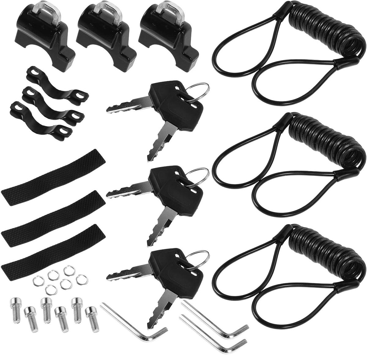 Helmslot Sets - Helmbeveiliging Stuurslot - Fietshelm Beveiligen - Antidiefstal Systeem - 3 Sets - Zwart