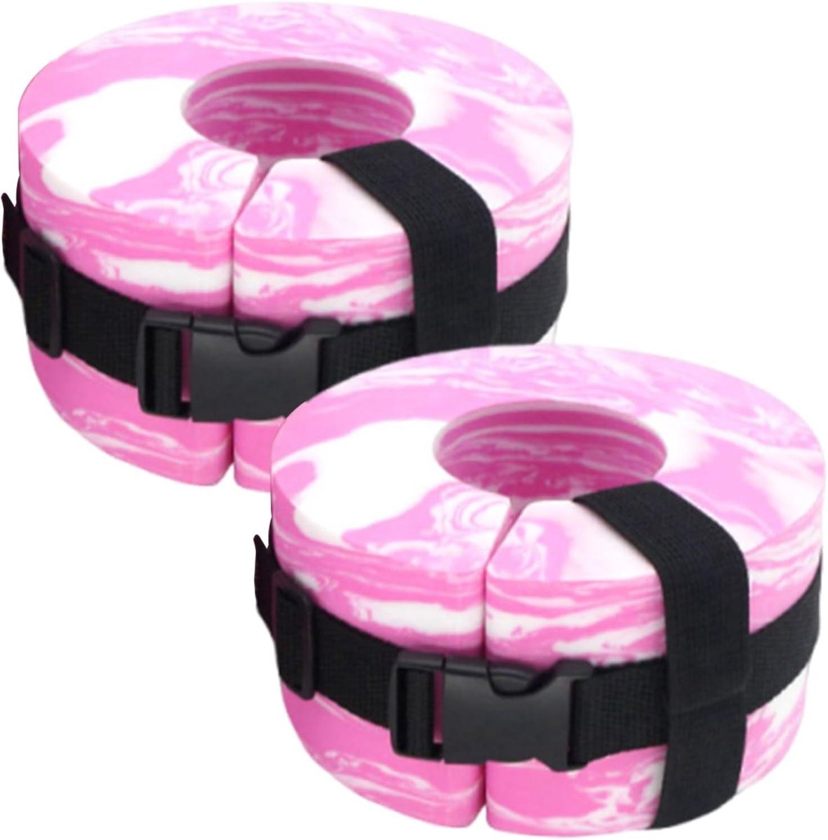 Zwembanden Enkel en Arm - Aqua Cuffs Zwembandjes - Water Training - Verstelbare Pasvorm - 2 stuks - Roze Wit