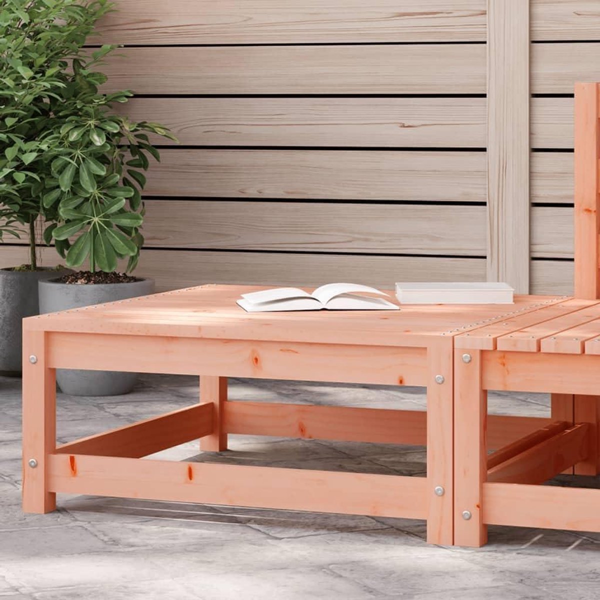 Tuin Voetenbank - Buiten Poef - Ontspannen Buiten - Massief Douglas Hout - 70 x 70 x 30 cm - Natuurlijk
