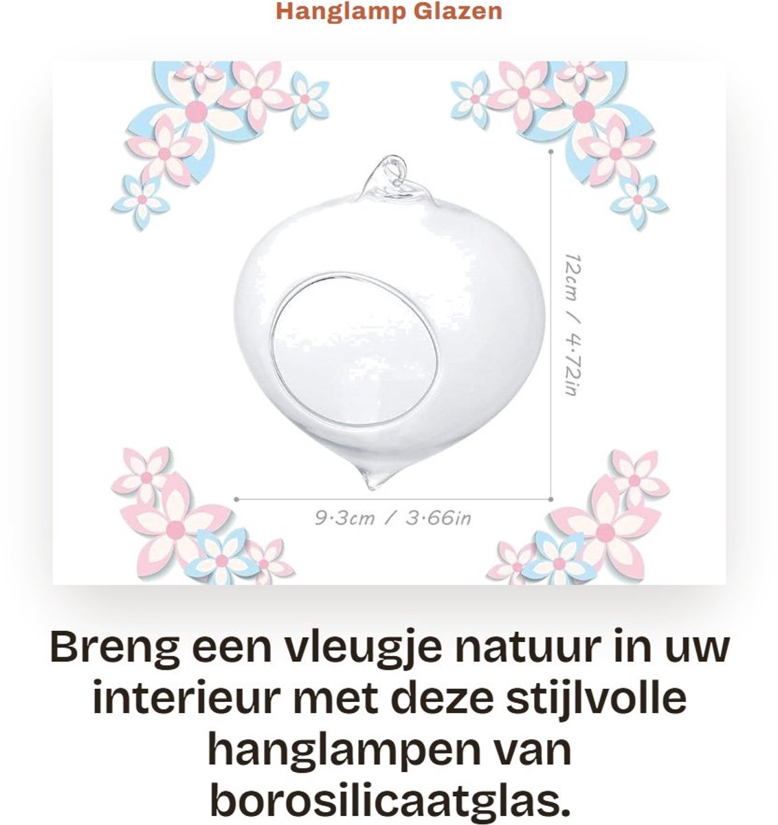 Dailygoods- Hanglamp Slijtvast - Glazen Vaas - Terrarium - Plantenhouder - Bloempot - 9,3 