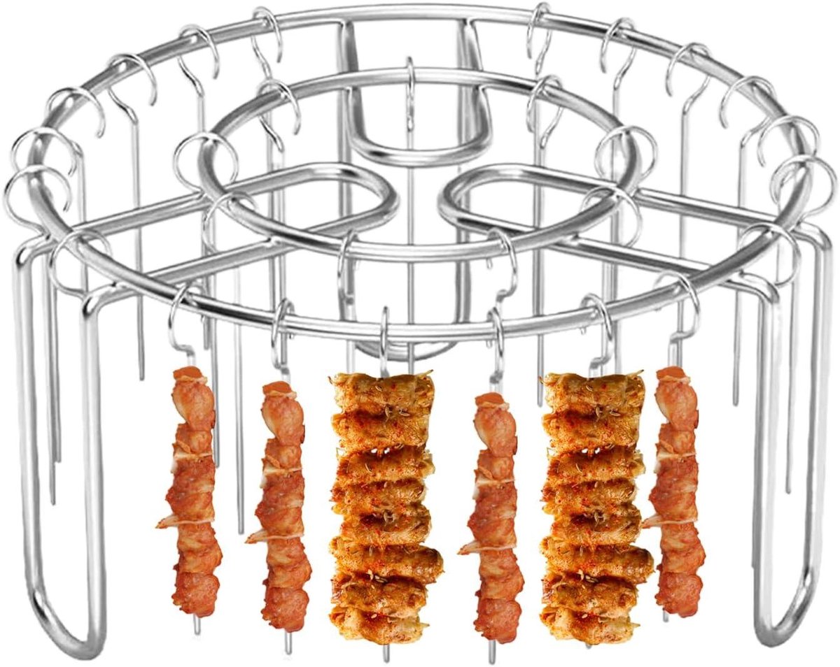 Sponshouder Luchtfriteuse Grillspies Rooster Veelzijdig Koken Stapelbaar Systeem 165 x 95 cm Zilverkleurig