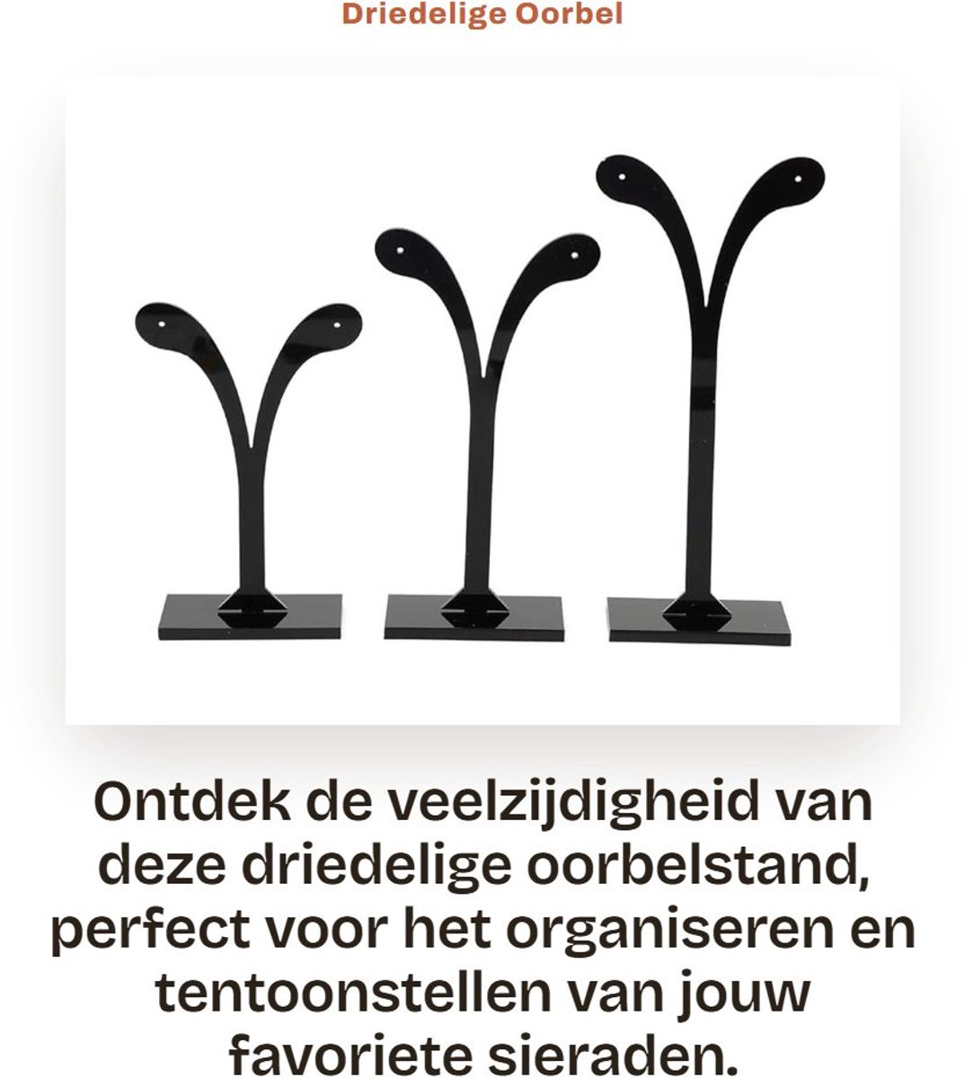 Dailygoods- Oorbelstandaard Driedelig - Sieradenorganizer - Sieradenrek - Oorbellenhouder - Decoratieve opslag - Hoge stabiliteit - Sieradenhouder