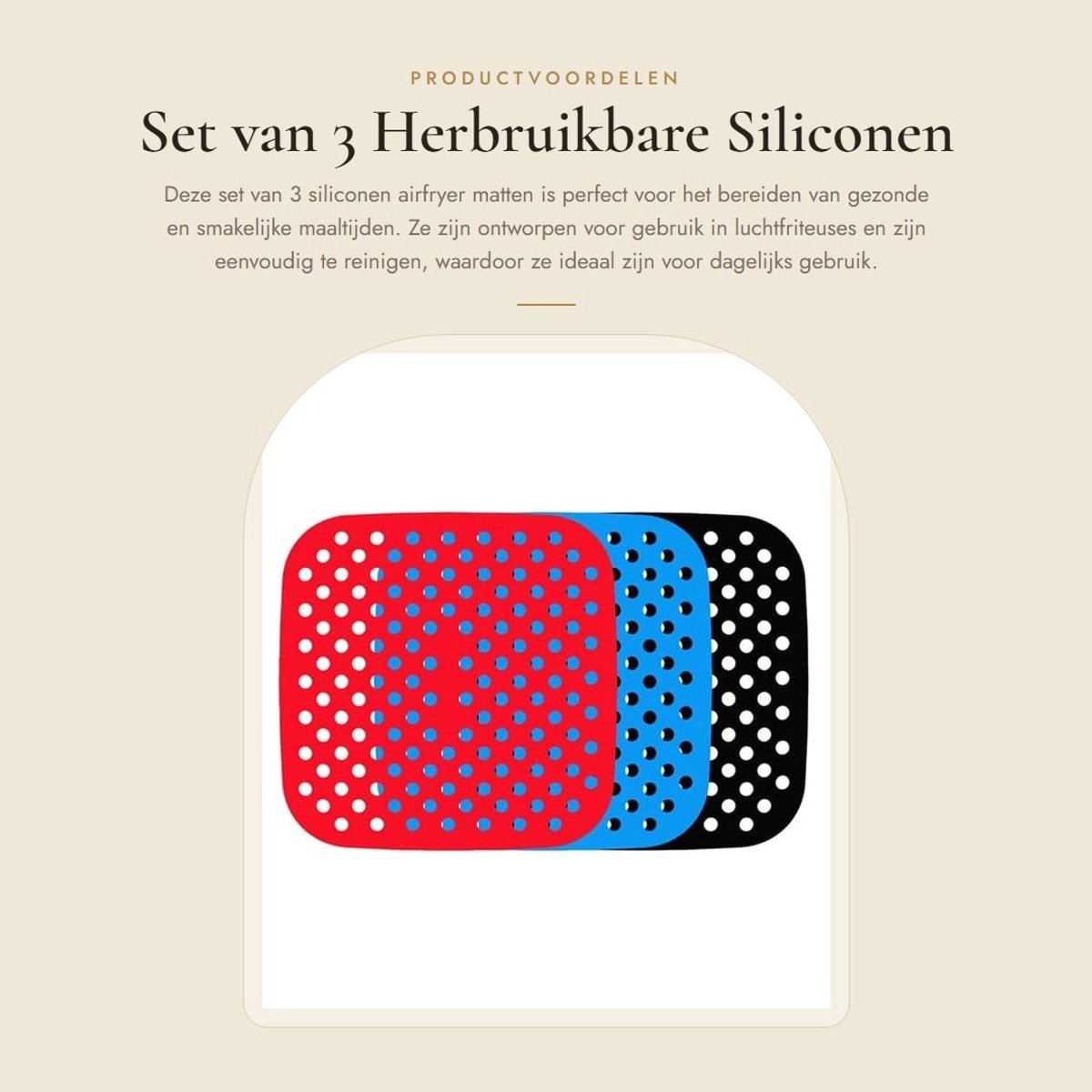 Dailygoods- Siliconen Luchtfriteusematten - Herbruikbare Friteusematten - Antiaanbaklaag - Geperforeerd Ontwerp - Voor Thuis/Restaurant - Gemakkelijk te Reinigen - Friteuse Mat