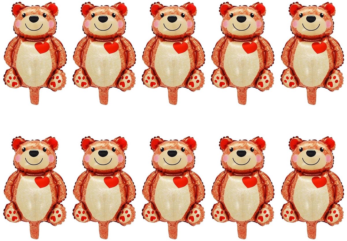 Dailygoods- Ballonnen Mini Liefdesbeer - 10 Stuks - Folie Ballonnen - Valentijnsdag Decoraties - Schattige Ontwerpen - Hoogwaardige Aluminium Film - 30x45cm - Feestballonnen