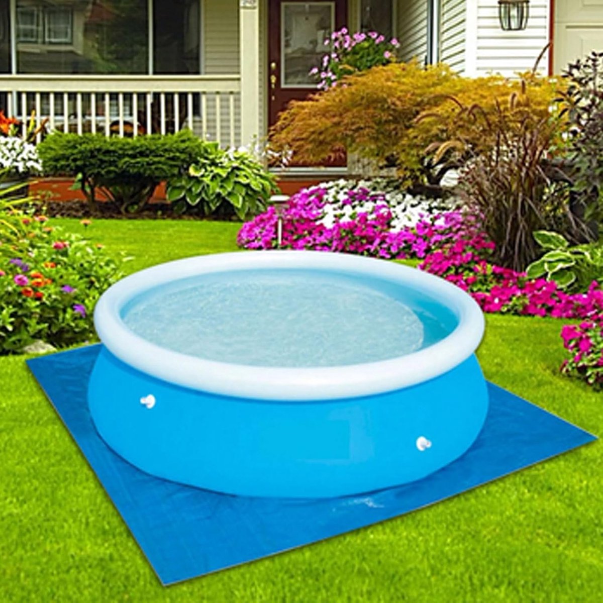 Zwembad Grondzeil – Afdekzeil Bodem – Zwembad Beschermen – Waterdicht PP Materiaal – 31 x 31 meter – Blauw Zilver
