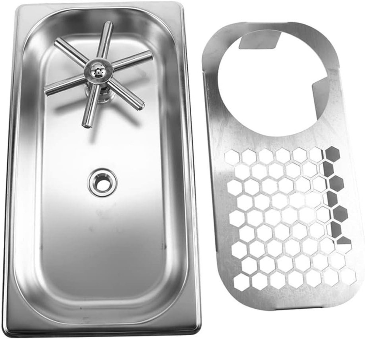 Bekerwasser RVS Glazenspoeler Kopjesreiniger Snel Glazen Spoelen Hygiënisch en Tijdbesparend 32 x 175 cm Zilver