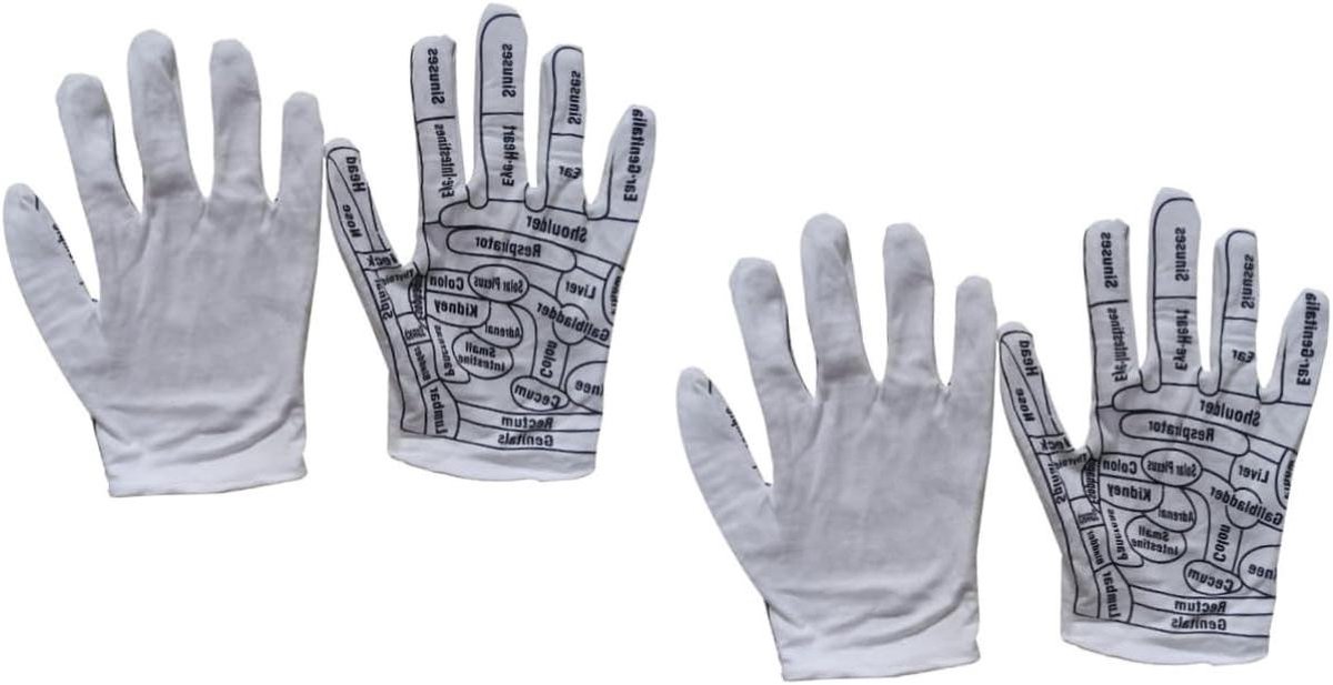 Acupressuur Handschoenen - Massage Handschoenen - Zelfmassage Toepassen - Bedrukte Acupunten - 18 x 12 cm - Zwart