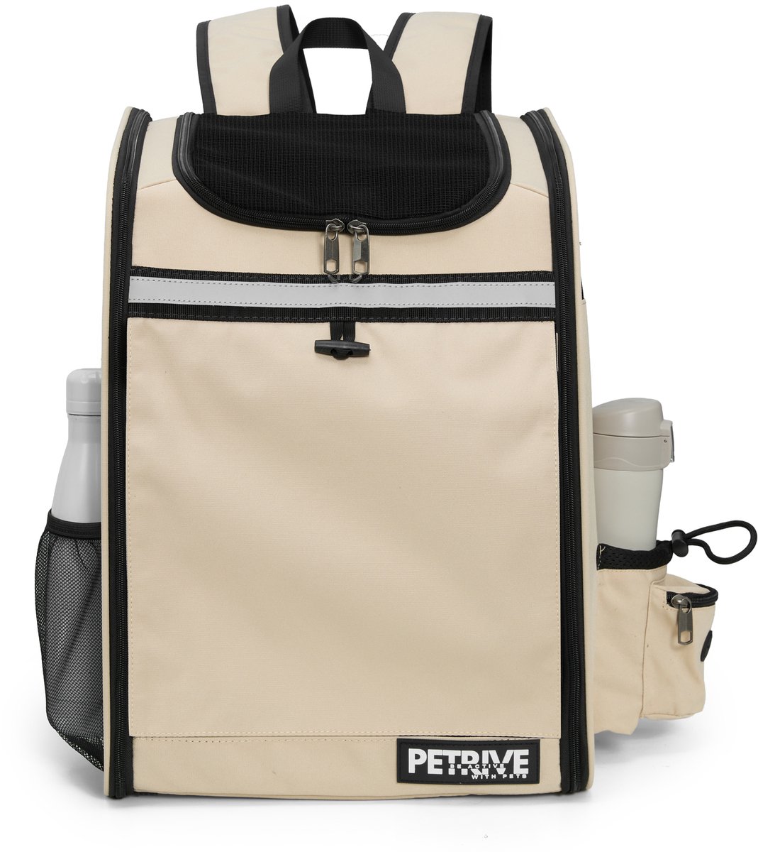 PETRIVE MAXICARRY XL Rugdrager voor Hond en Kat – Uitbreidbare Transporttas met Ventilatie – Tot 12 kg – Beige
